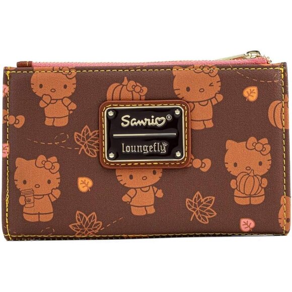Handbags - Hello Kitty Pumpkin Spice Print Flap Wallet Faux Leather Card Cash Slots